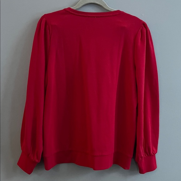 J Crew red puff sleeve dressy sweatshirt top size small - Picture 10 of 15